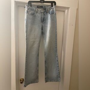 Express vintage light wash low rise flared jeans size 5/6 Long